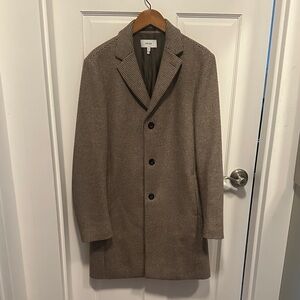 Reiss Tan Houndstooth Men's Trench Coat